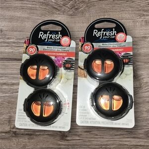 Fefresh 2-2 Packs New on Tag NWT Car Air Freshener Hawaiian Sunrise Up to 90 Day